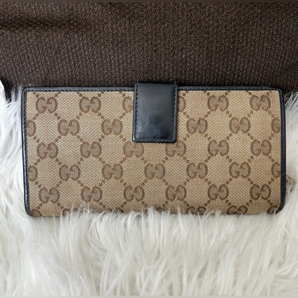 Gucci Canvas Iconic Tan And Black Mono Women's Wallet
